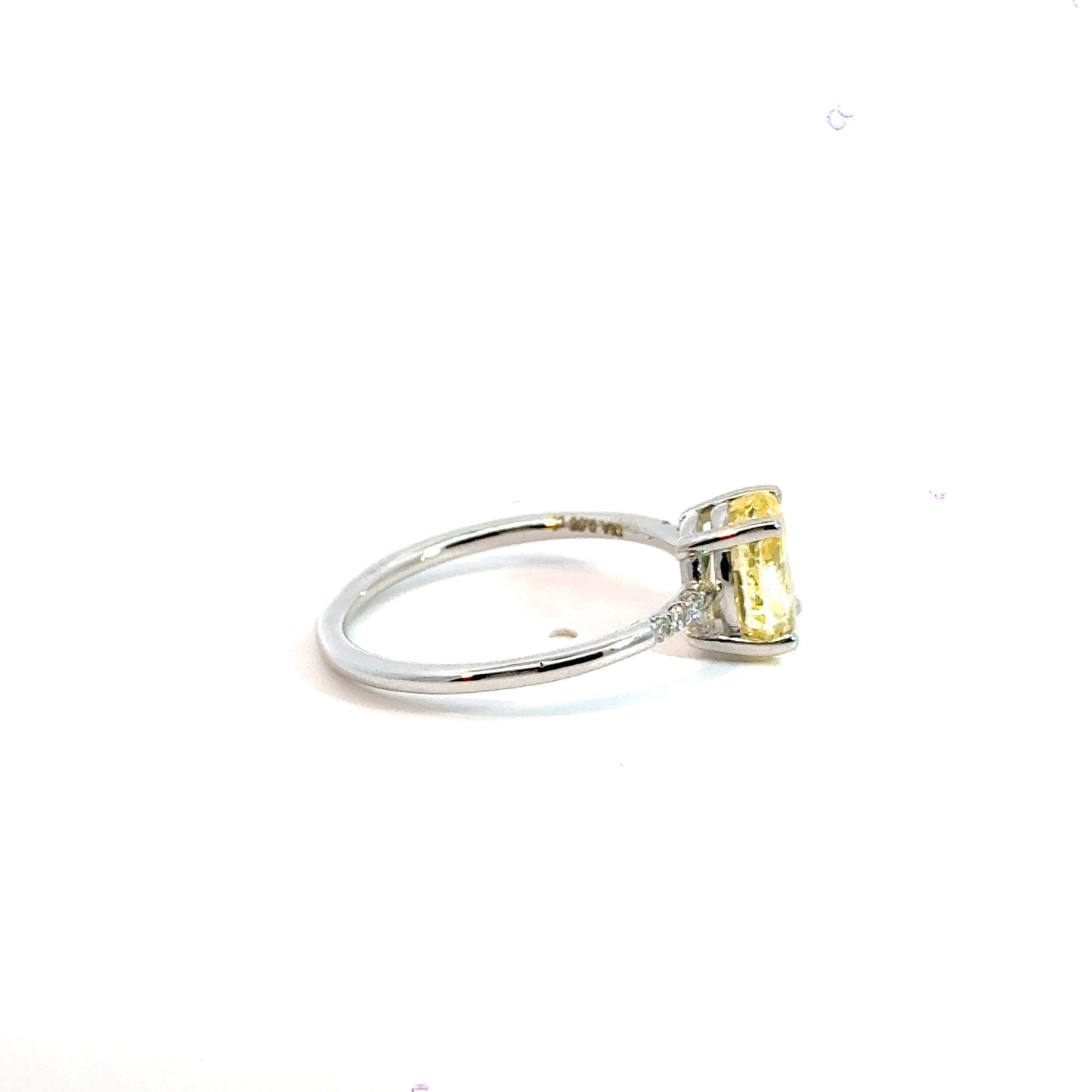 14CT White Gold Ring with Diamonds & Manmade Coloured Centre Stone Aces Jewellers