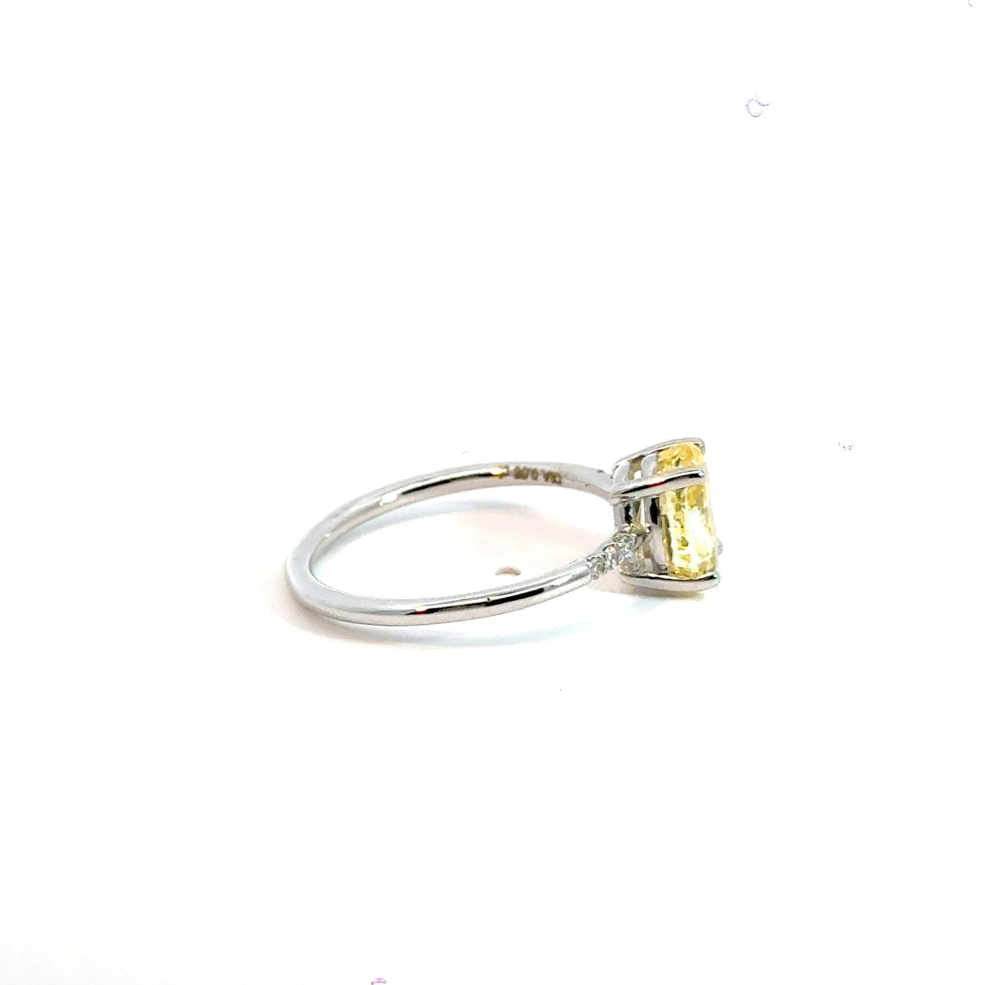 14CT White Gold Ring with Diamonds & Manmade Coloured Centre Stone Aces Jewellers