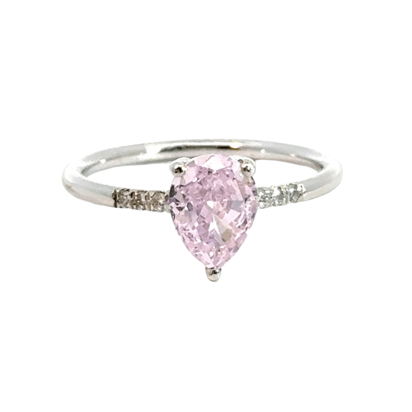 14CT White Gold Ring with Diamonds & Manmade Coloured Centre Stone Aces Jewellers