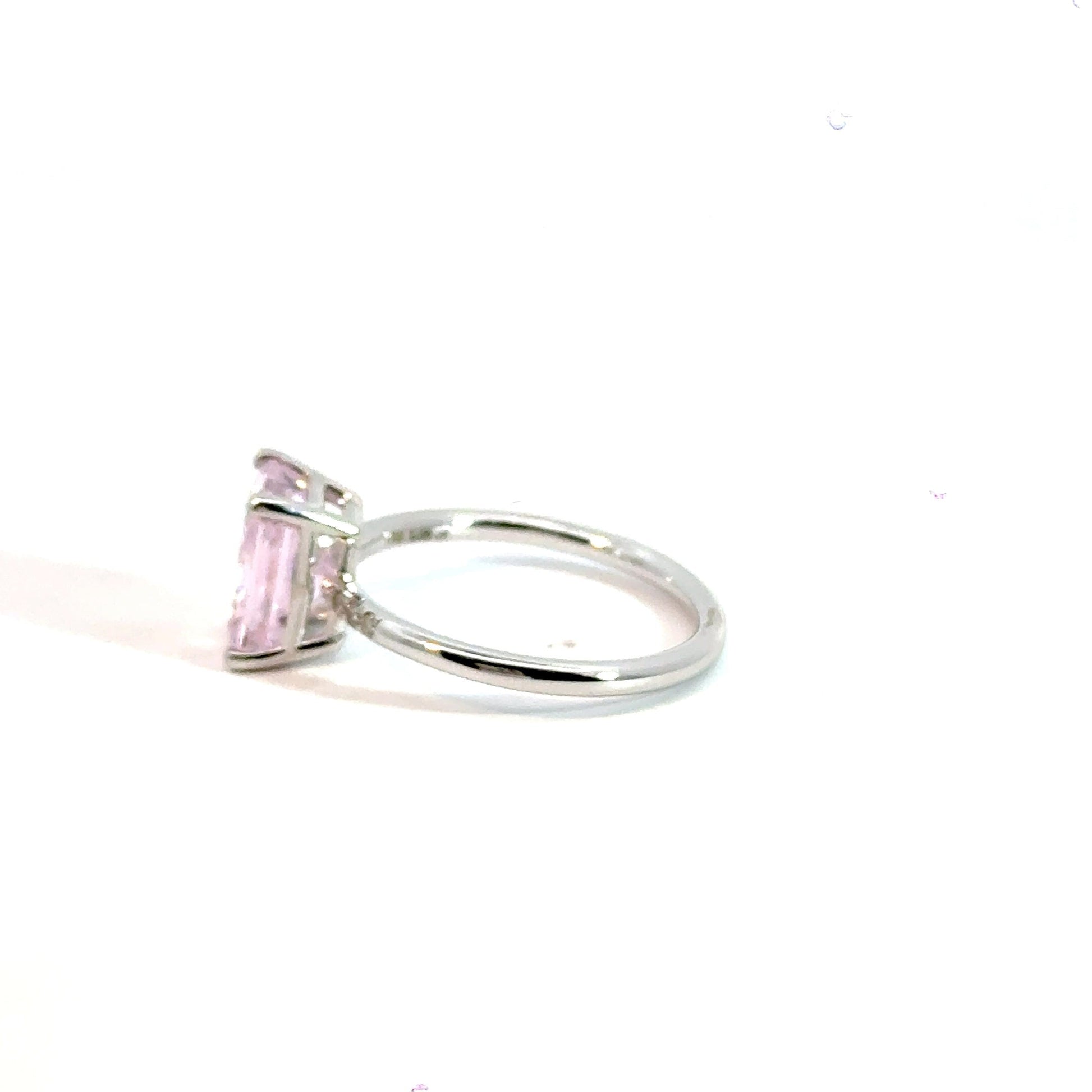 14CT White Gold Ring with Diamonds & Manmade Coloured Stone Aces Jewellers