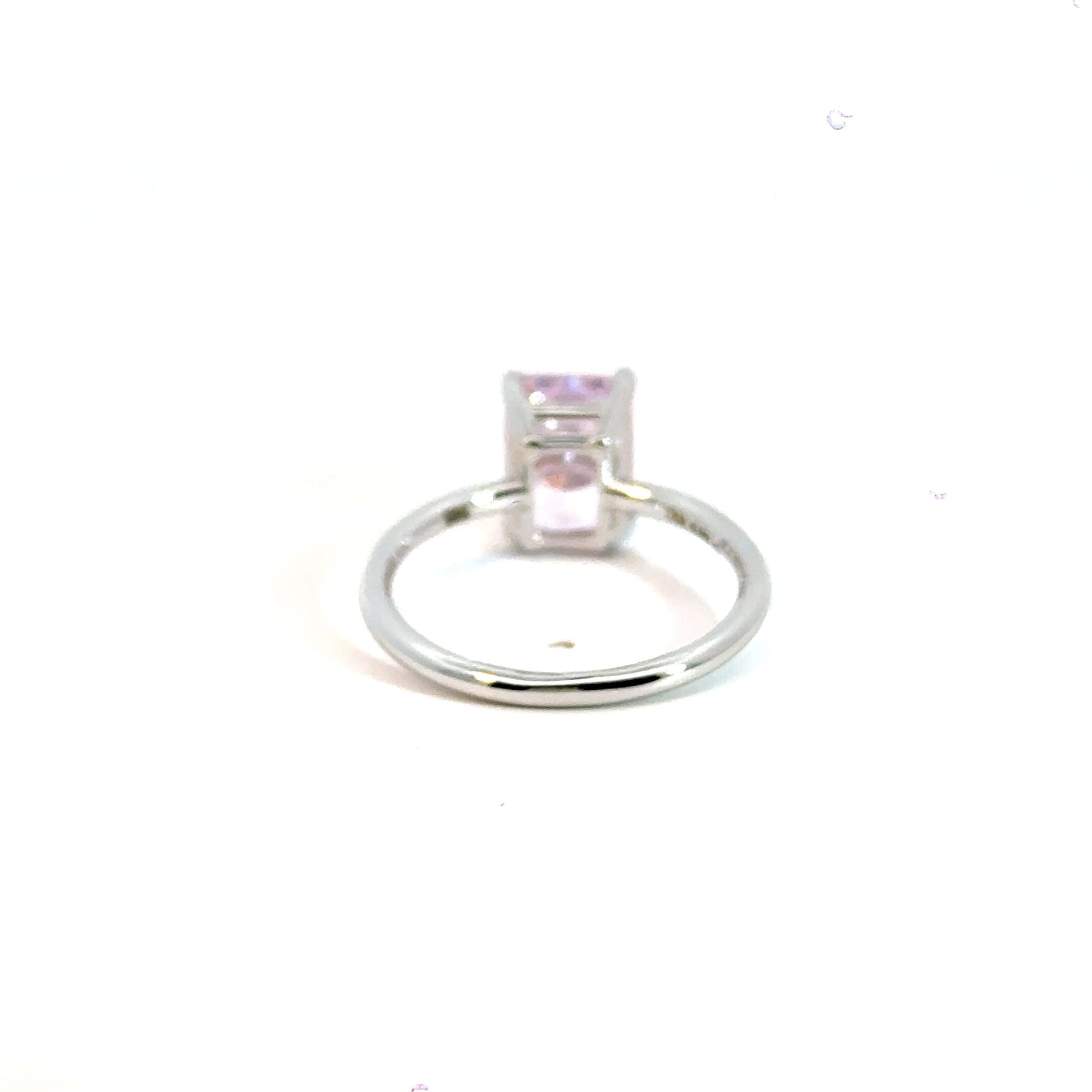 14CT White Gold Ring with Diamonds & Manmade Coloured Stone Aces Jewellers