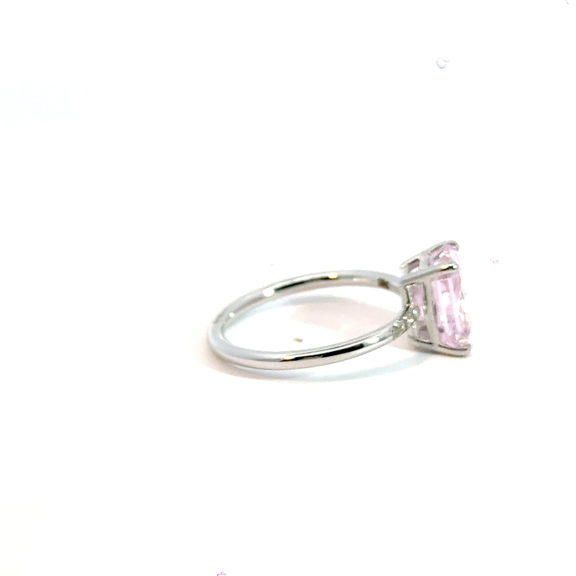 14CT White Gold Ring with Diamonds & Manmade Coloured Stone Aces Jewellers