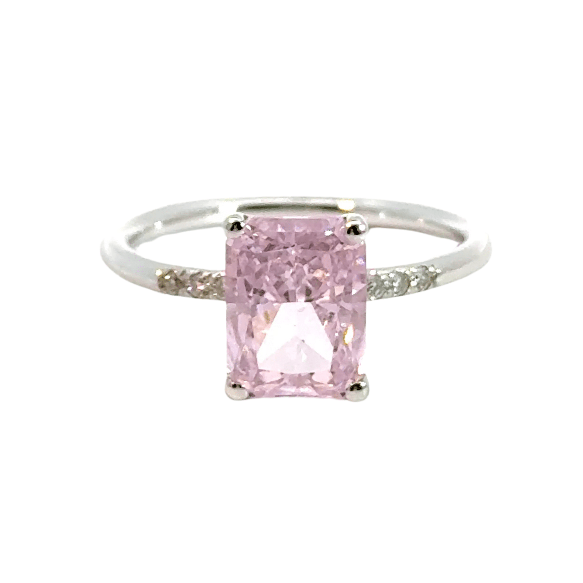 14CT White Gold Ring with Diamonds & Manmade Coloured Stone Aces Jewellers