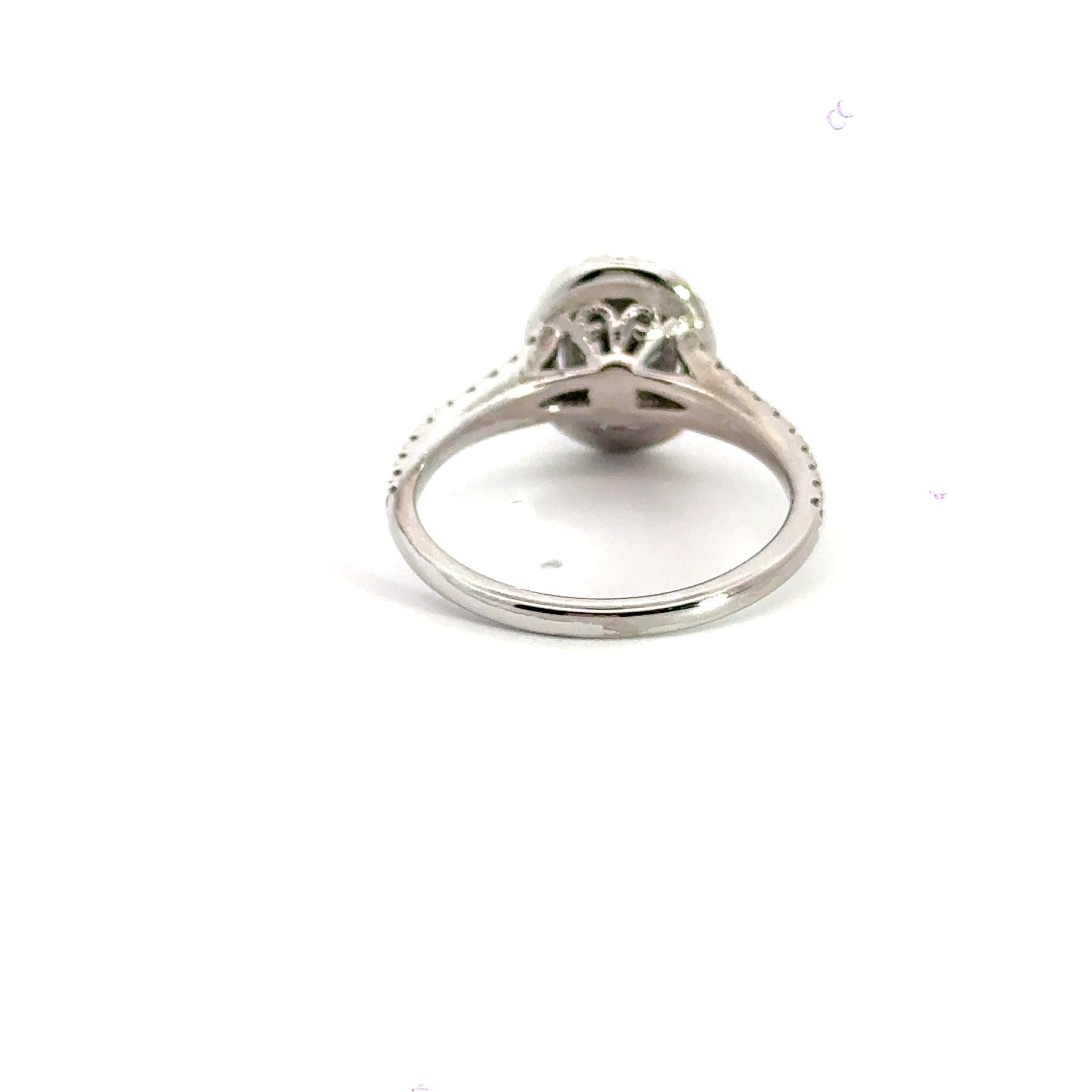 14CT White Gold Oval Halo Diamond Ring Aces Jewellers