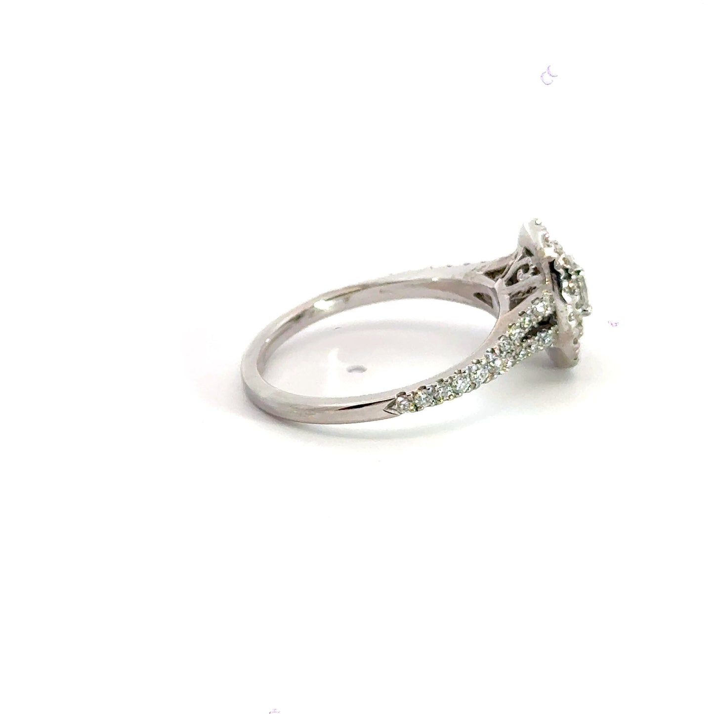 14CT White Gold Oval Halo Diamond Ring Aces Jewellers