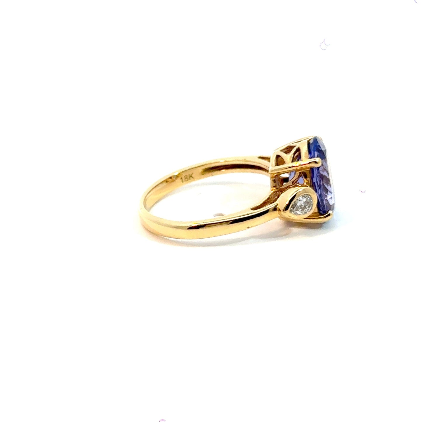 18CT Yellow Gold Diamond & Tanzanite Ring Trilogy Aces Jewellers