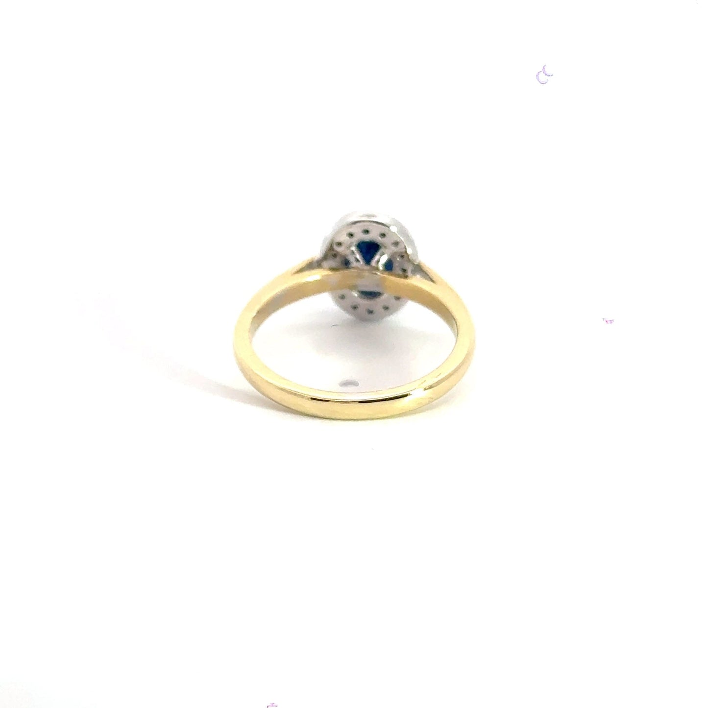 18CT Yellow Gold Sapphire and Diamond Halo Ring Aces Jewellers