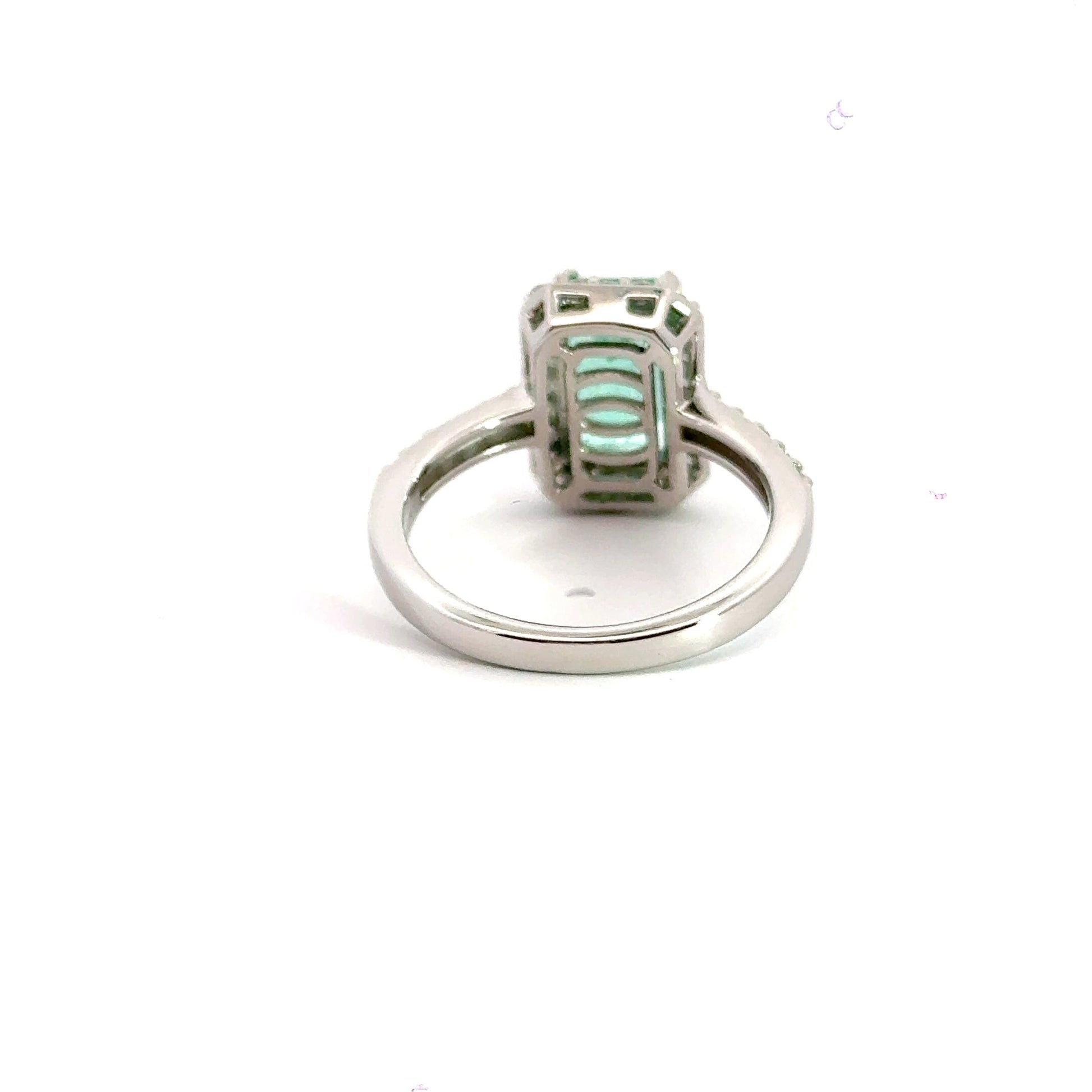Platinum Emerald Diamond Ring Halo Aces Jewellers