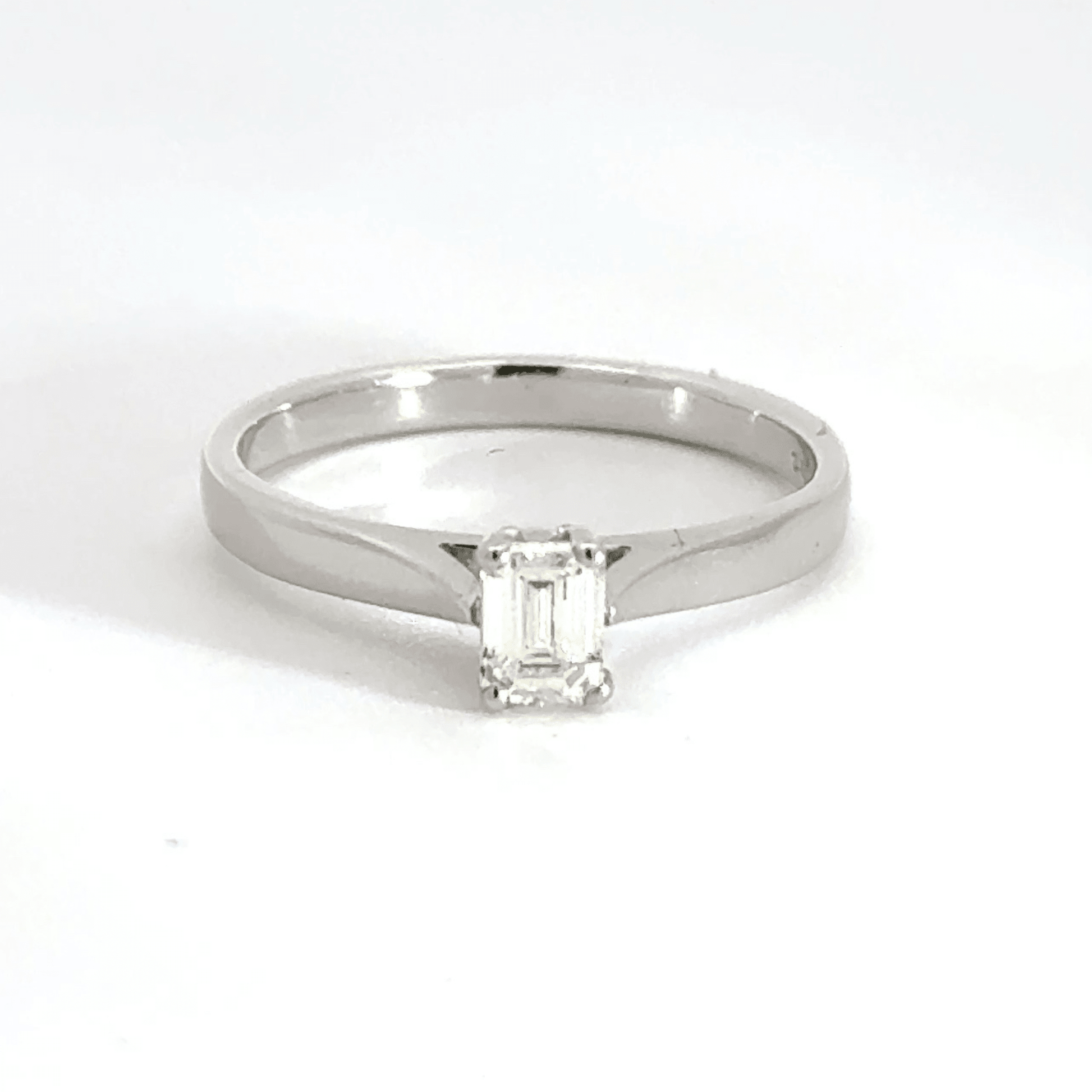 Platinum Emerald Cut Diamond Ring Solitaire Aces Jewellers