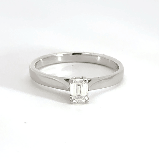 Platinum Emerald Cut Diamond Ring Solitaire Aces Jewellers