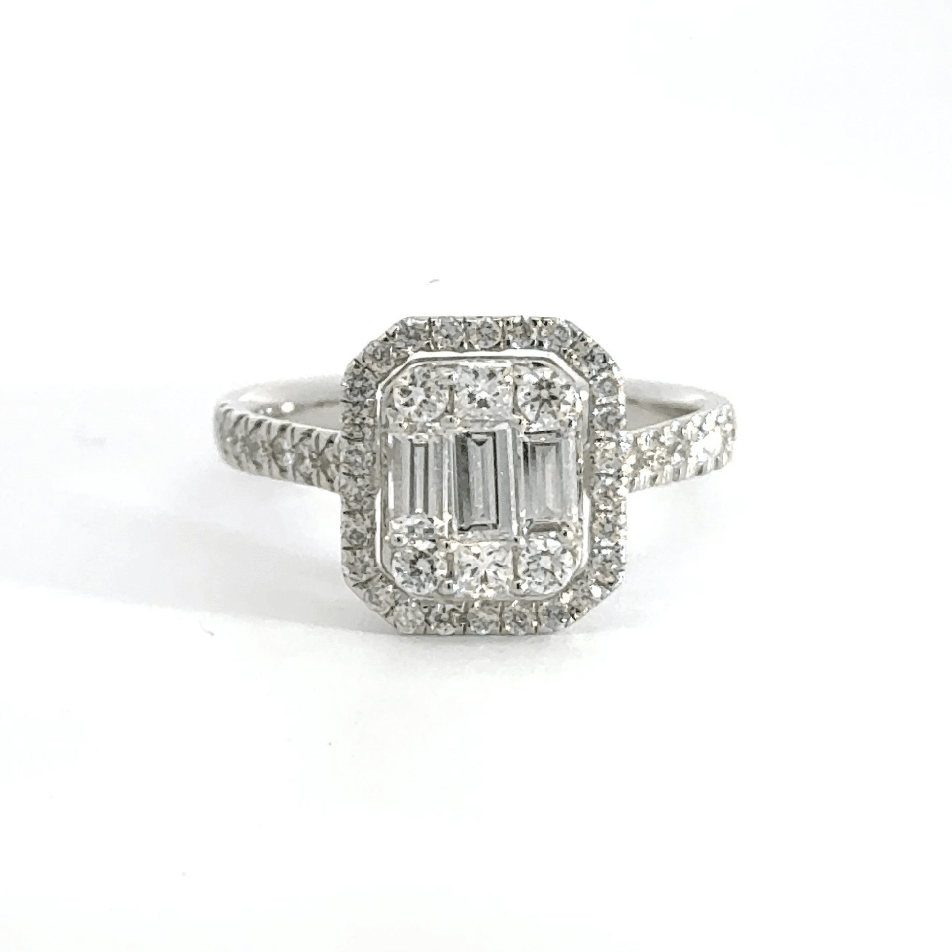 14CT White Gold Diamond Cluster Halo Ring Aces Jewellers