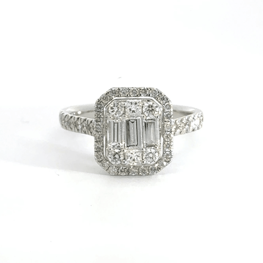 14CT White Gold Diamond Cluster Halo Ring Aces Jewellers
