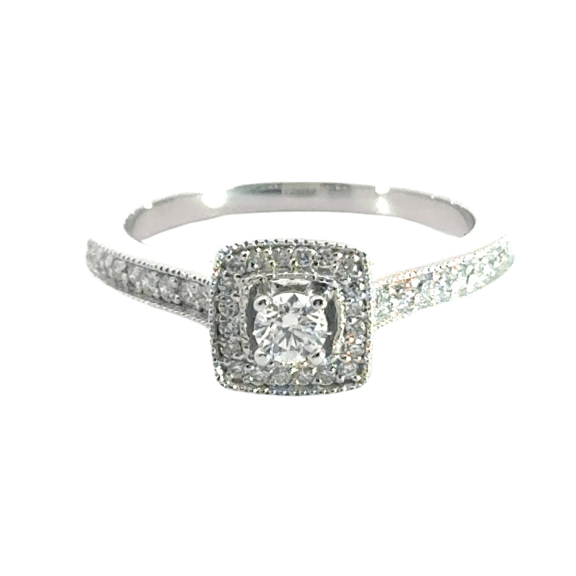 14CT White Gold Diamond Halo Ring Aces Jewellers