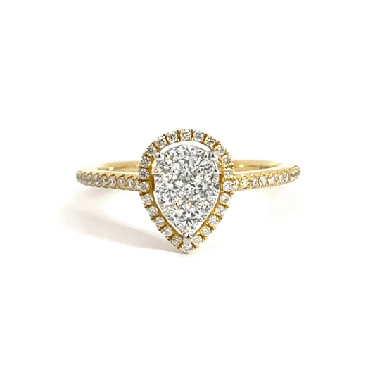 18CT Yellow Gold Teardrop Diamond Ring Aces Jewellers