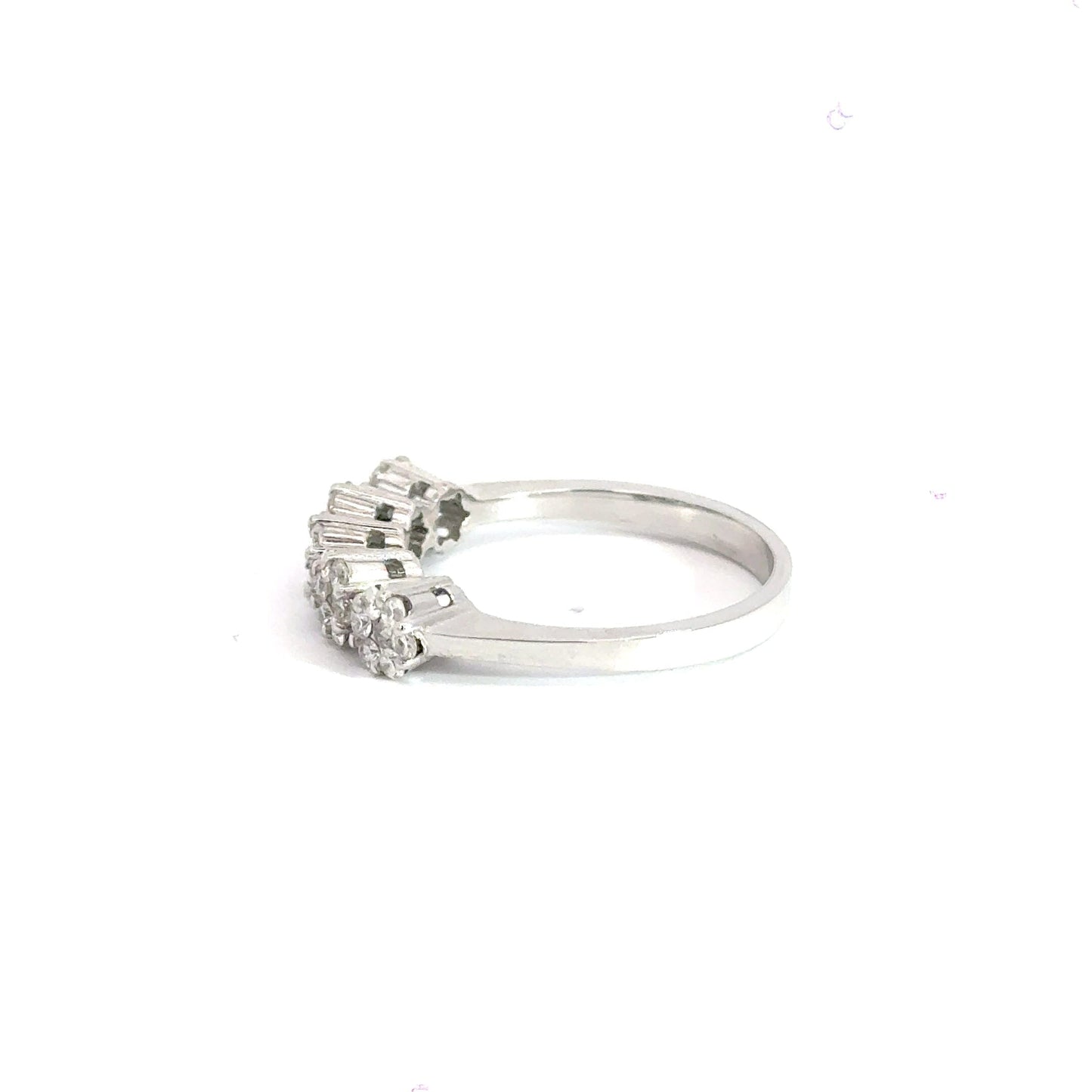 18CT White Gold 5 Cluster Diamond Ring Eternity Band Aces Jewellers