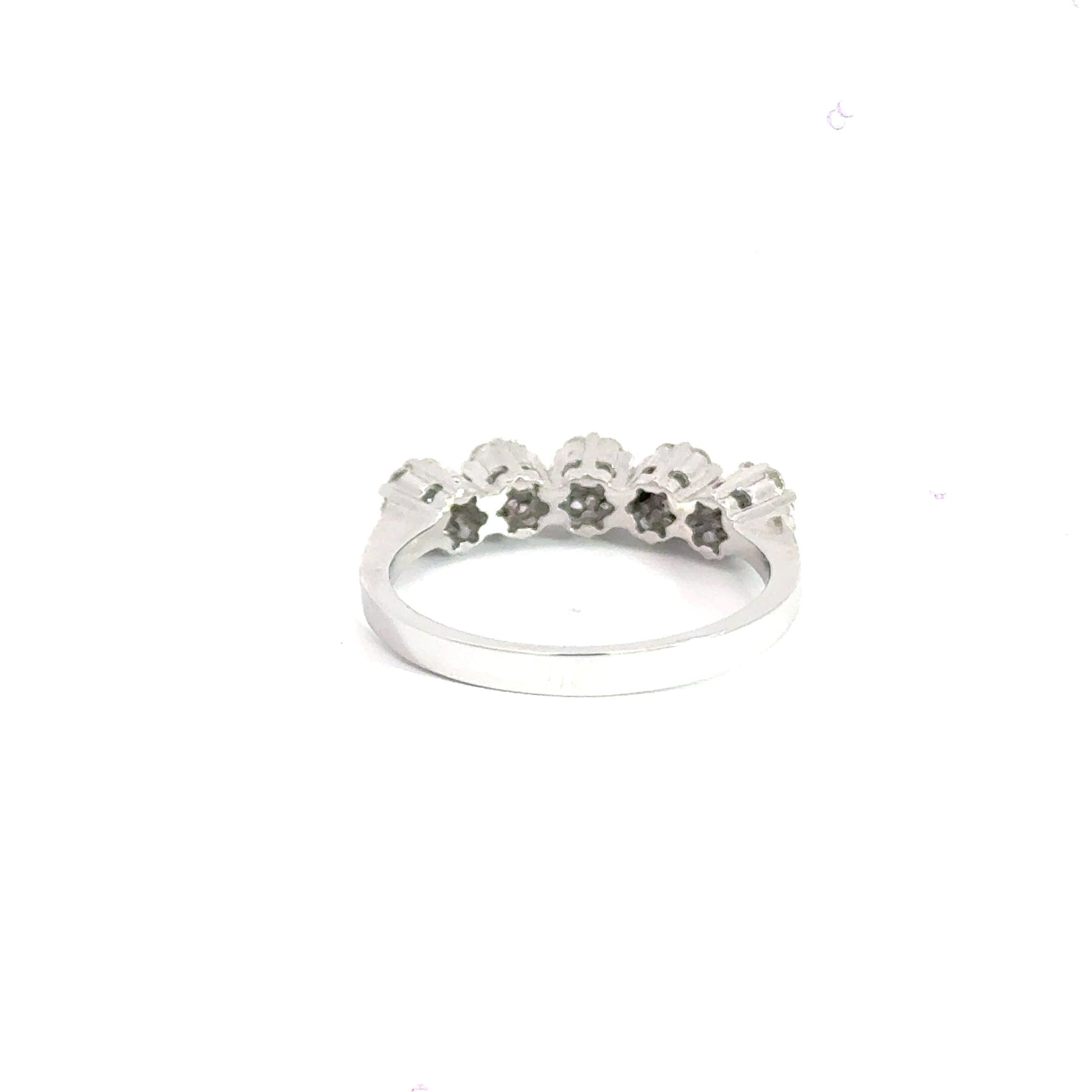 18CT White Gold 5 Cluster Diamond Ring Eternity Band Aces Jewellers