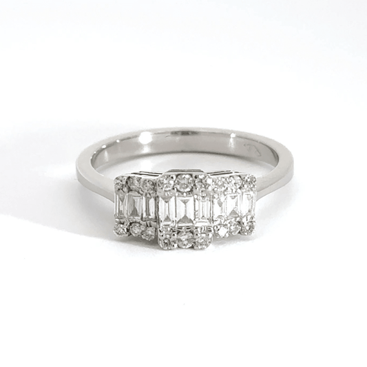 18CT White Gold Trilogy Diamond Ring Aces Jewellers
