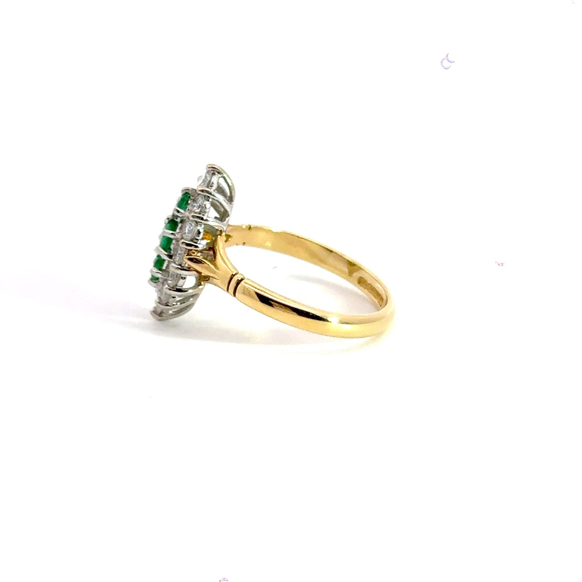 18CT Yellow Gold Diamond Emerald Ring Aces Jewellers