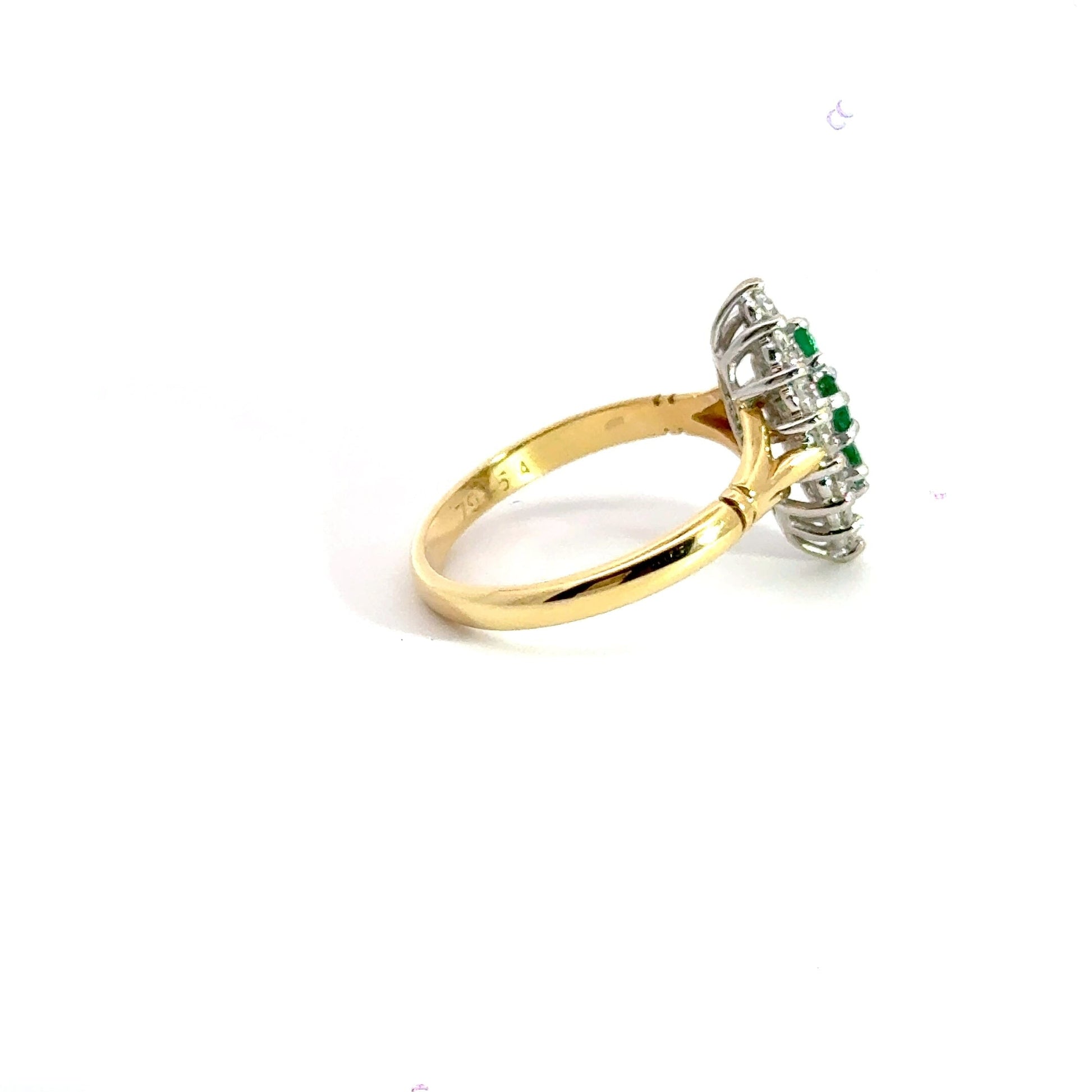 18CT Yellow Gold Diamond Emerald Ring Aces Jewellers