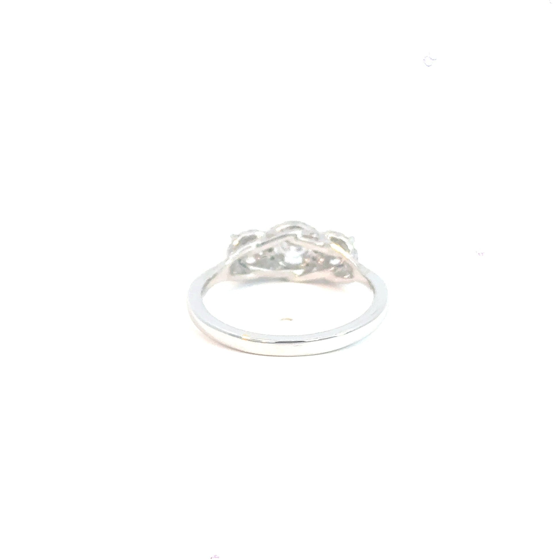 18CT White Gold 3 Stone Halo Trilogy Diamond Ring Aces Jewellers