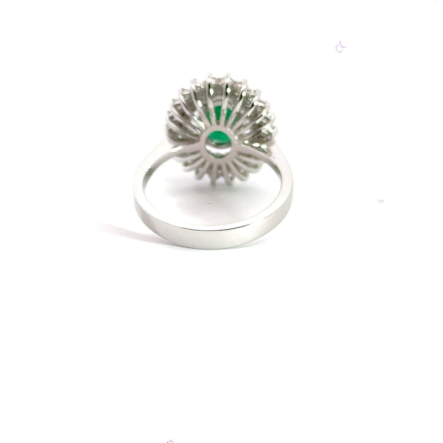 18CT White Gold Cluster Emerald and Diamond Ring Aces Jewellers