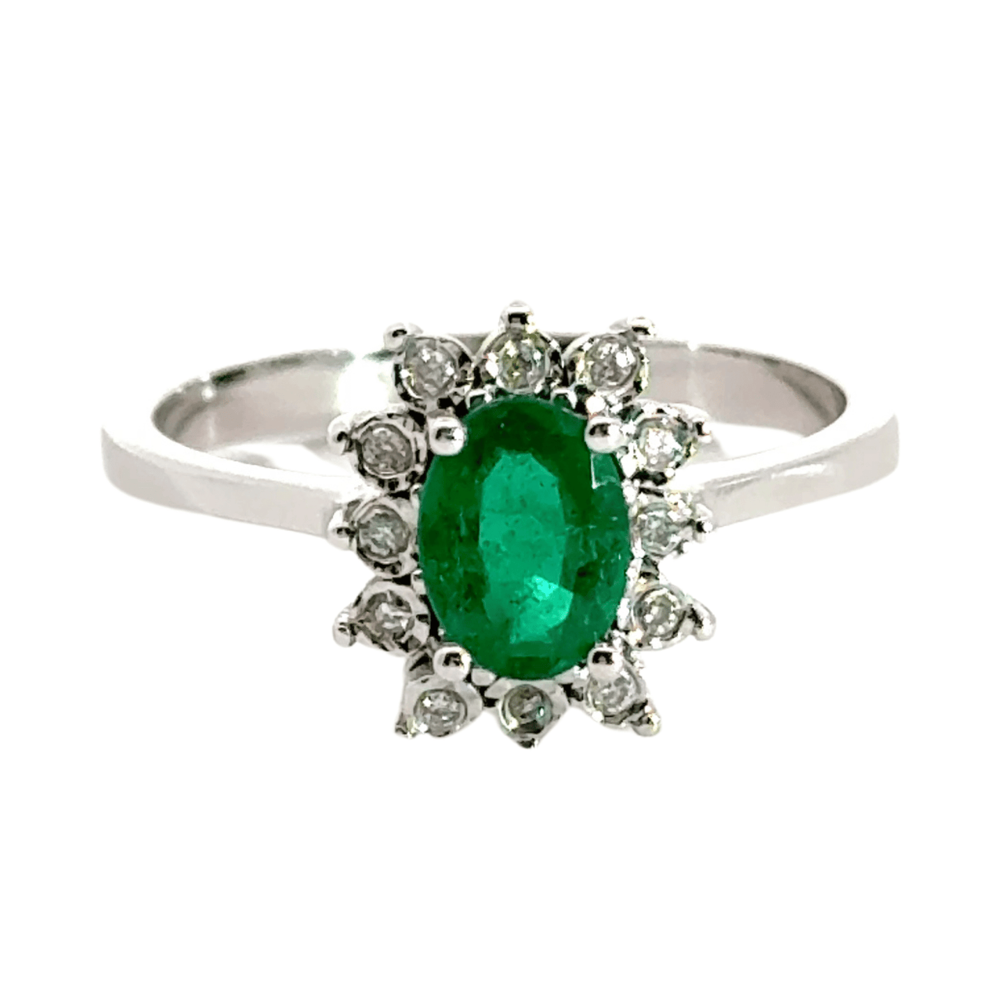 18CT White Gołd 1.00CT Emerald Diamond Aces Jewellers
