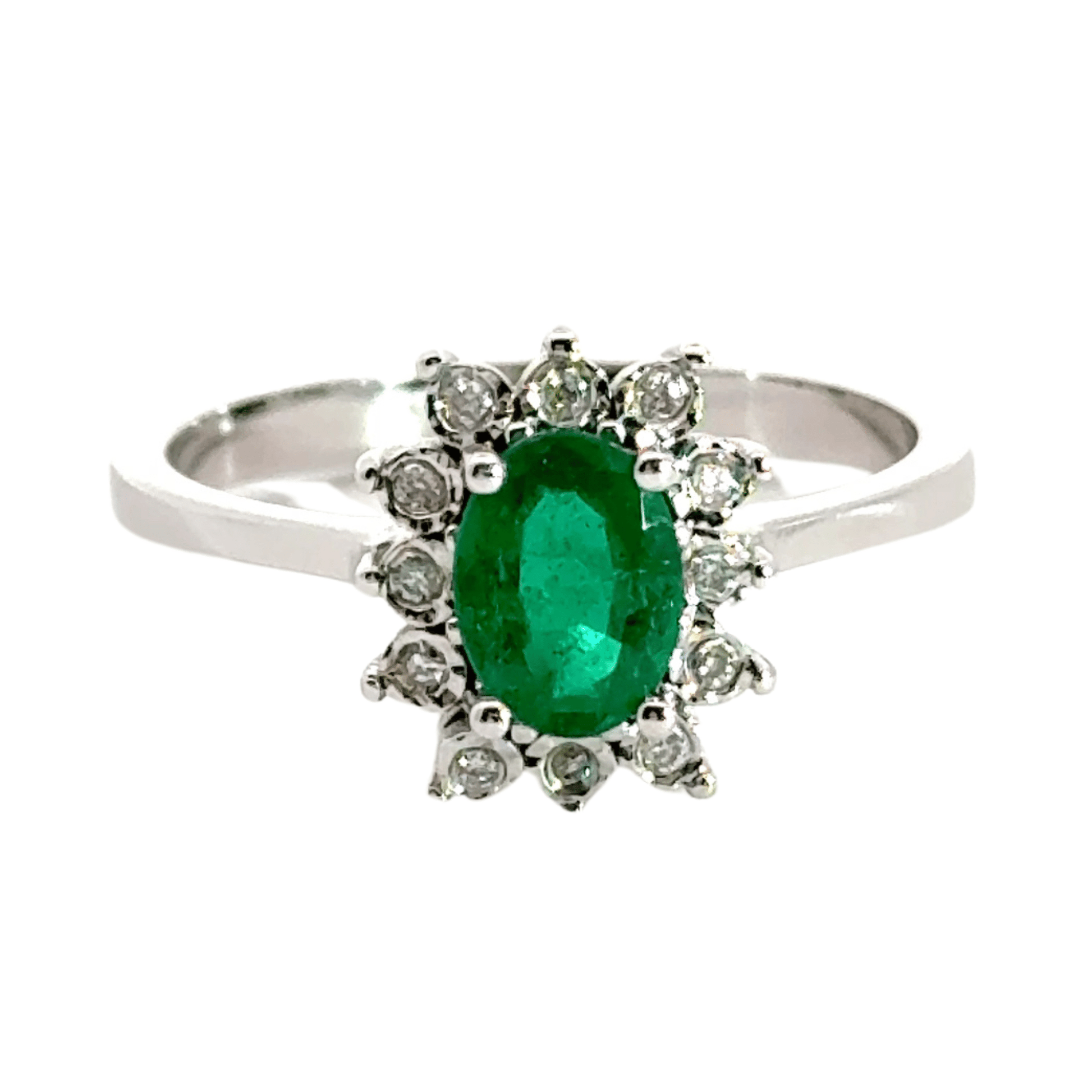 18CT White Gołd 1.00CT Emerald Diamond Aces Jewellers