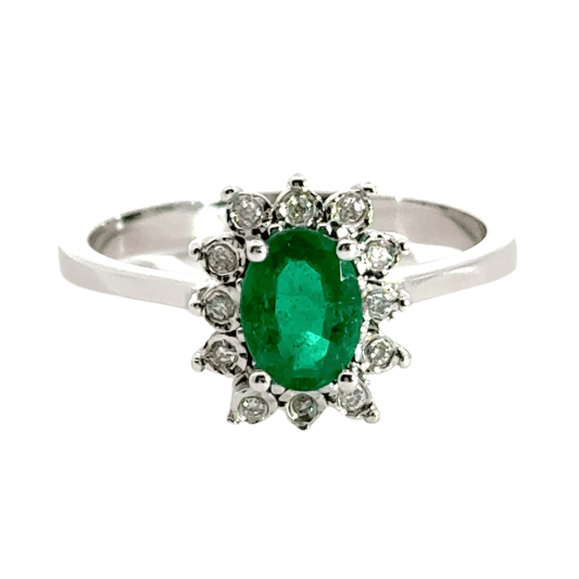 18CT White Gołd 1.00CT Emerald Diamond Aces Jewellers