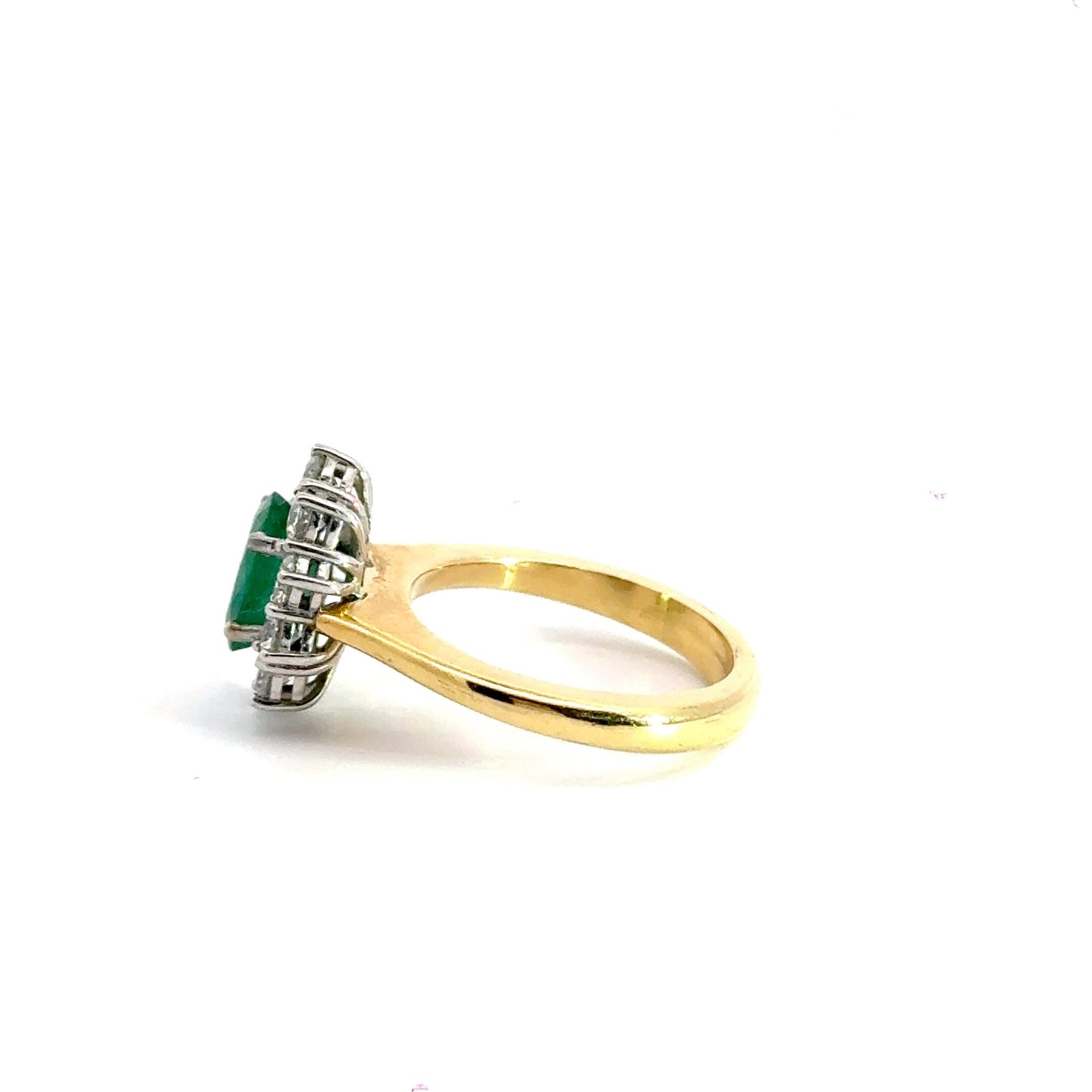 18CT Yellow Gold Emerald Diamond Cluster Ring Aces Jewellers