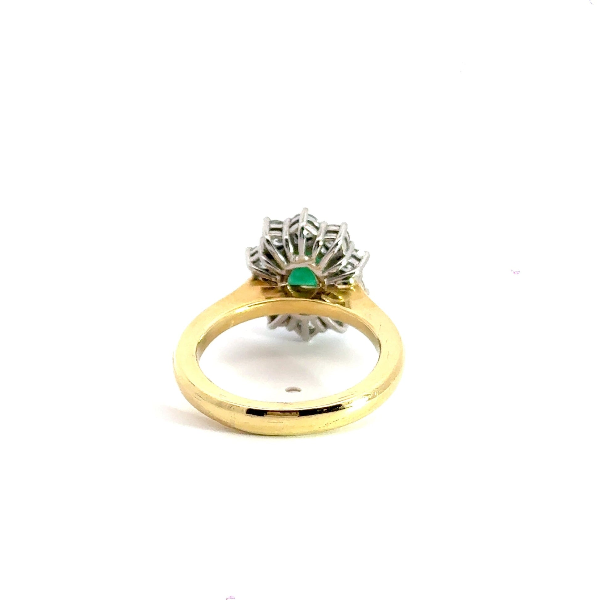 18CT Yellow Gold Emerald Diamond Cluster Ring Aces Jewellers