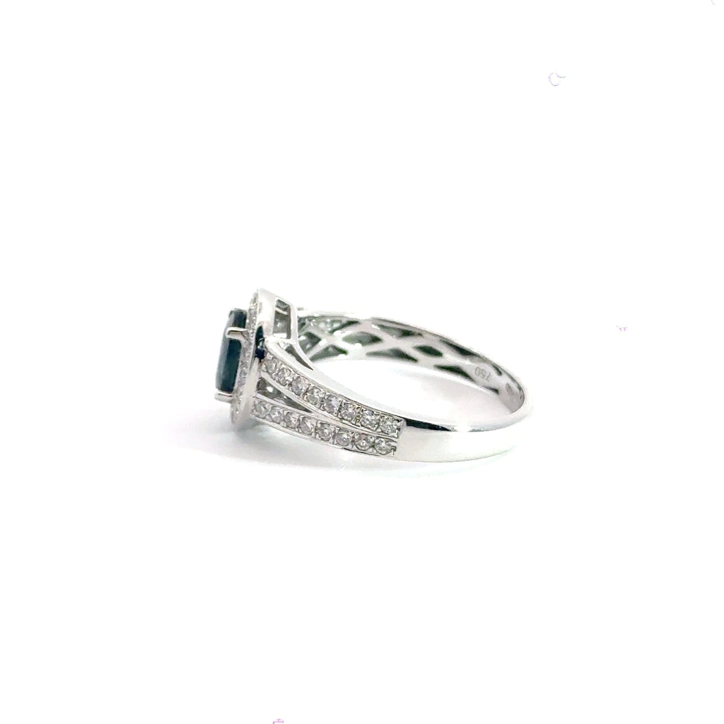 18CT White Gold Sapphire Diamond Ring Aces Jewellers