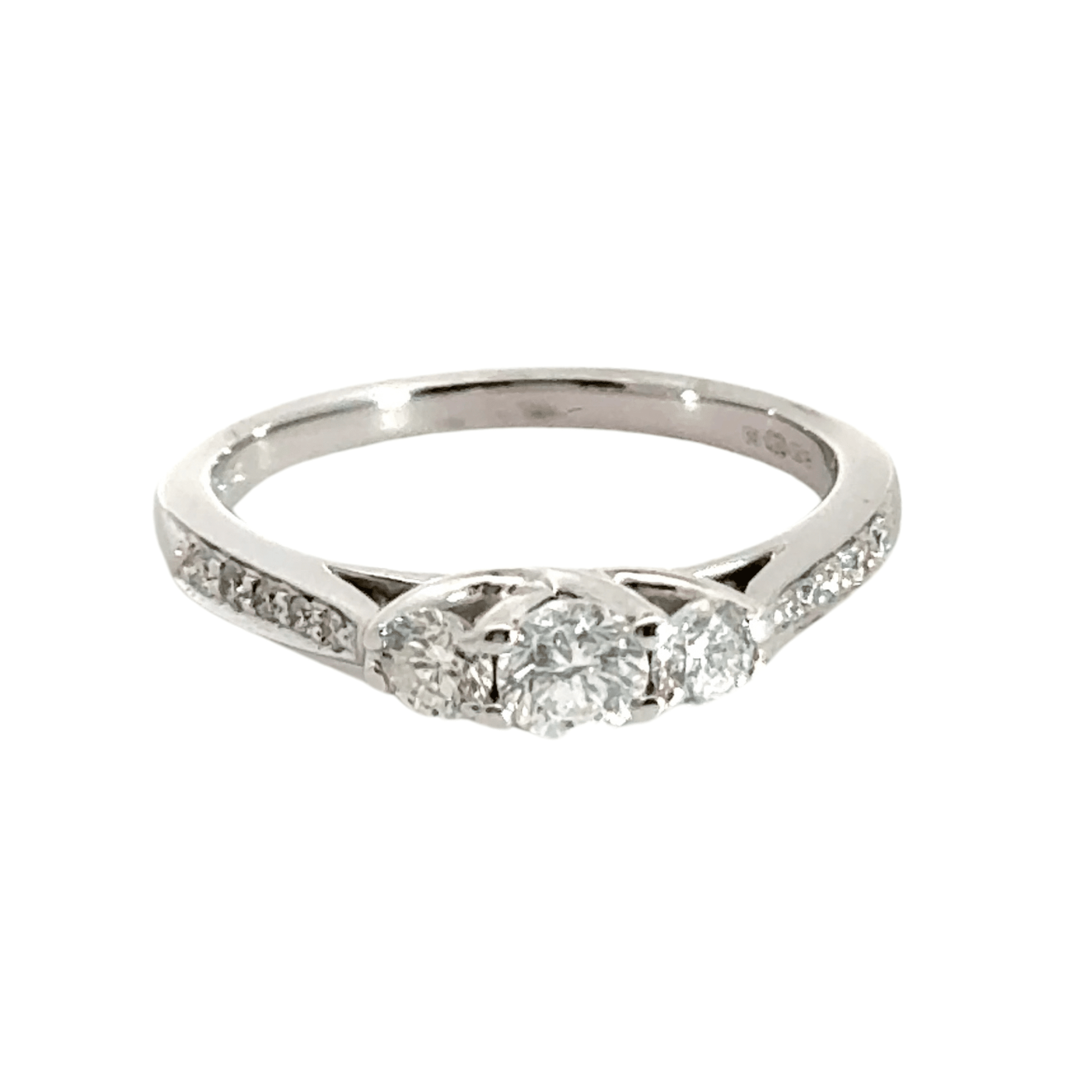 18CT White Gold Diamond Trilogy Ring Aces Jewellers