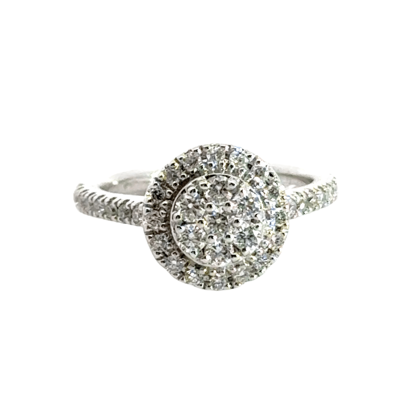 9CT White Gold Diamond Halo Cluster Ring Aces Jewellers