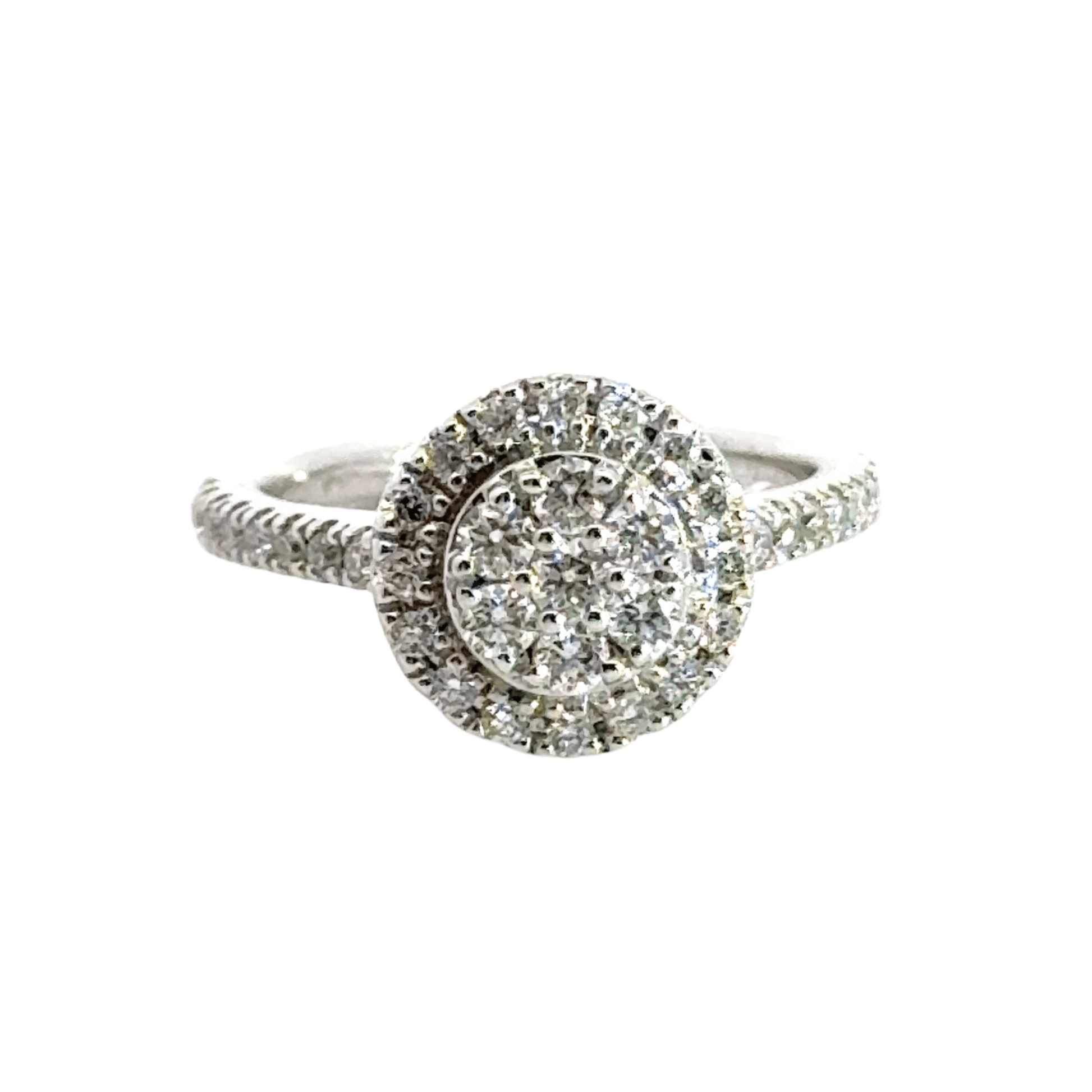 9CT White Gold Diamond Halo Cluster Ring Aces Jewellers