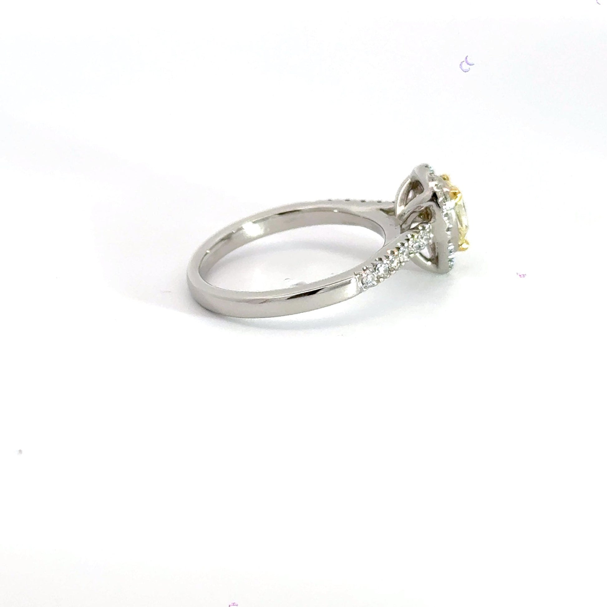 Platinum Yellow Diamond Teardrop Halo Ring Aces Jewellers