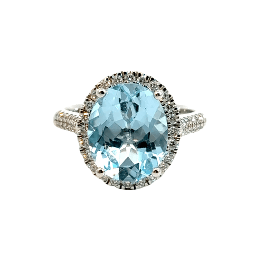 9CT White Gold Diamond & Topaz Ring Aces Jewellers