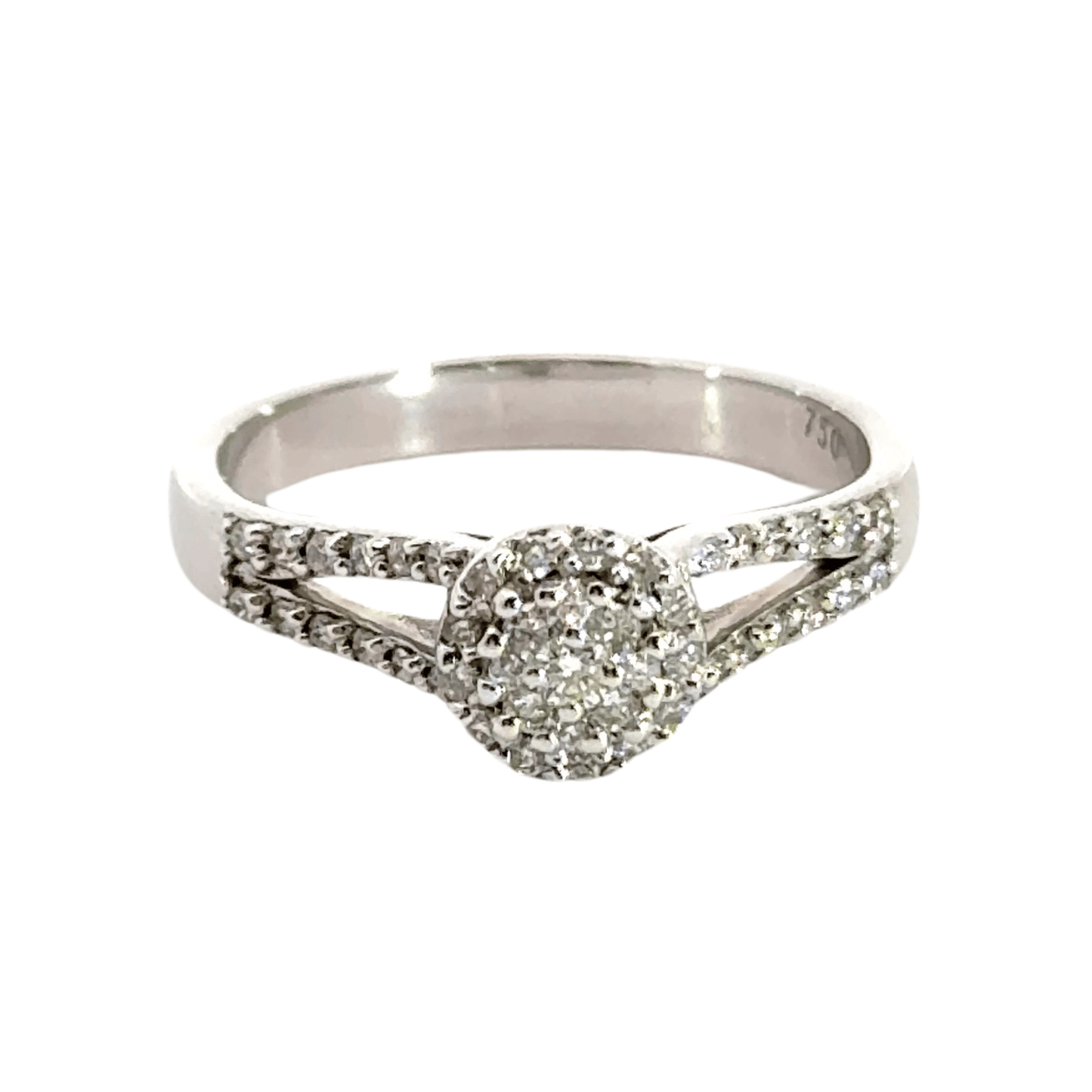 18CT White Gold Halo Diamond Ring Aces Jewellers