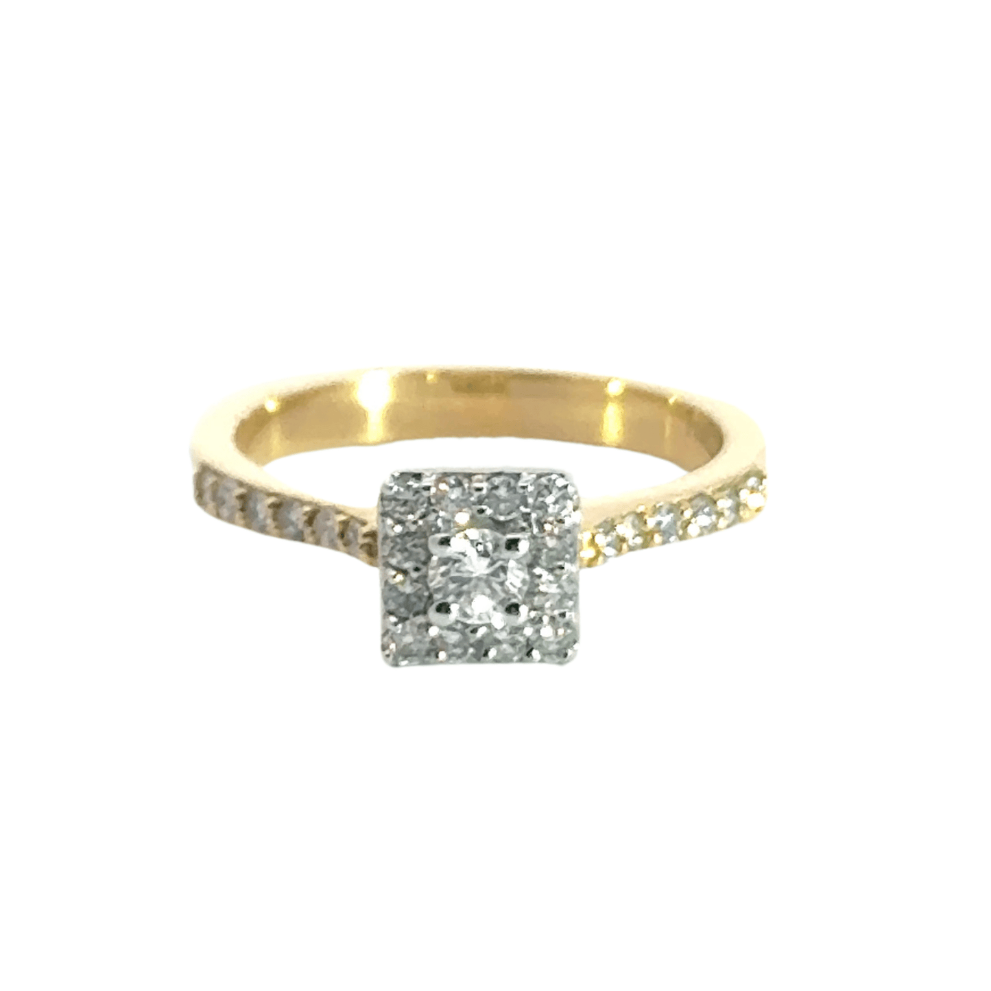 18CT Yellow Gold Diamond Ring Halo Aces Jewellers