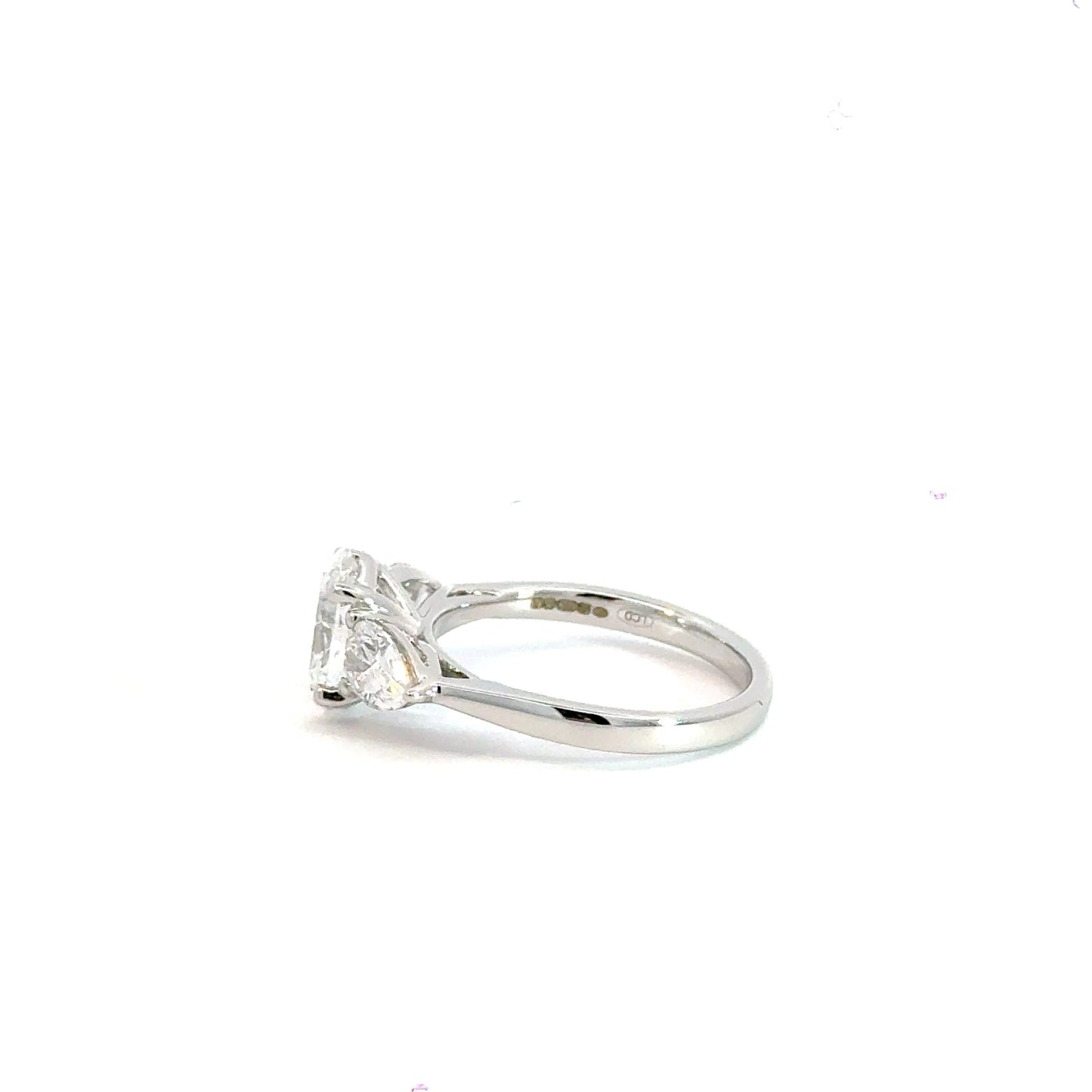 18CT White Gold Oval Trilogy 3CT Lab Diamond Ring Aces Jewellers