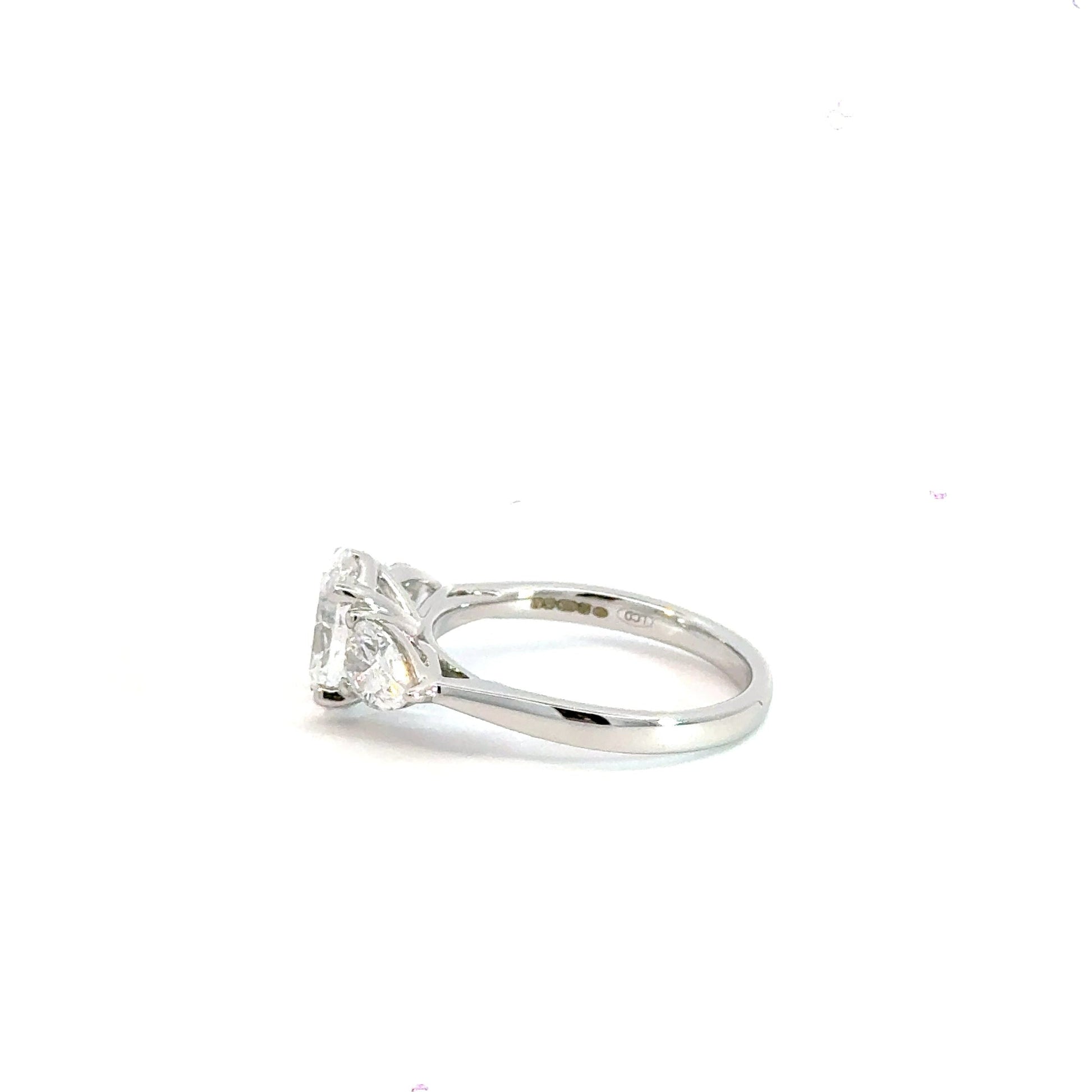 18CT White Gold Oval Trilogy 3CT Lab Diamond Ring Aces Jewellers