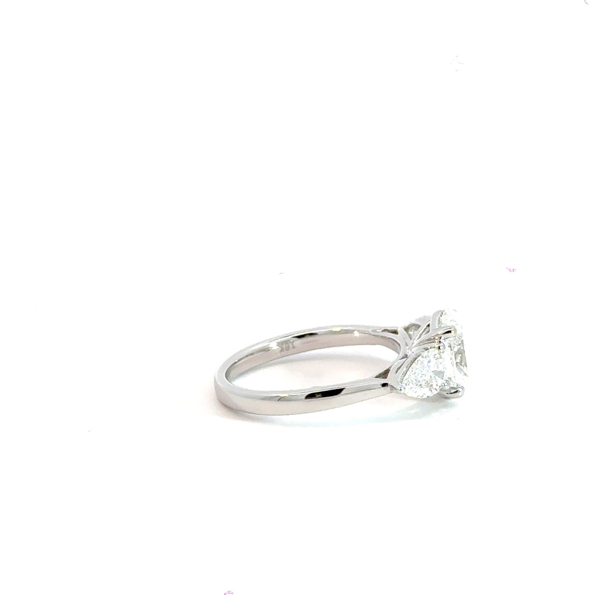 18CT White Gold Oval Trilogy 3CT Lab Diamond Ring Aces Jewellers
