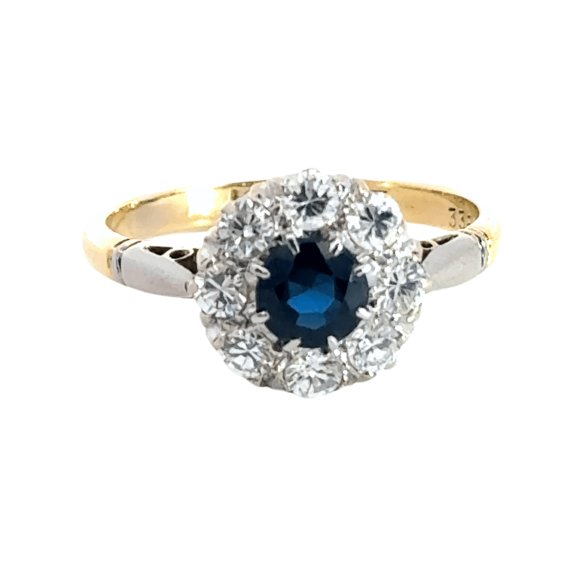 18CT Yellow Gold Diamond Sapphire Ring Aces Jewellers