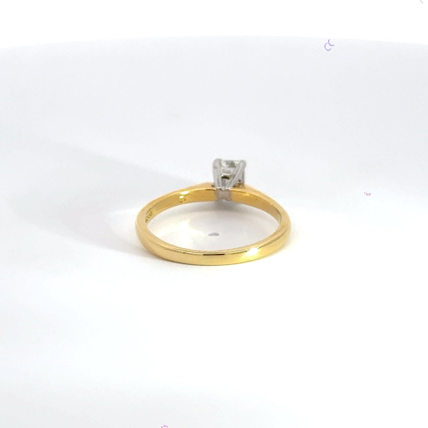 18CT Yellow Gold Solitaire Emerald Cut Diamond Ring Aces Jewellers
