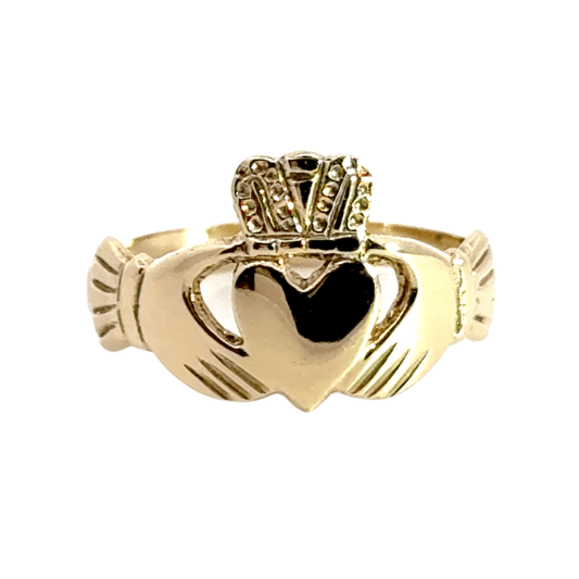 9CT Yellow Gold Fine Claddagh Ring Aces Jewellers