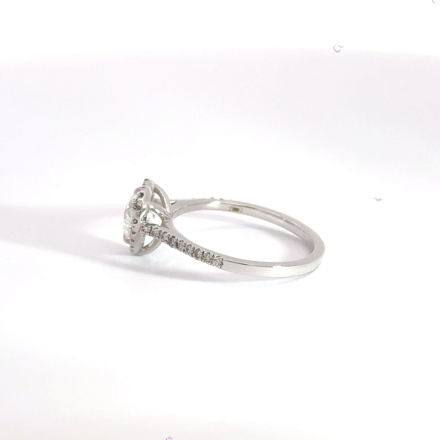 18CT White Gold Heart Diamond Halo Ring Aces Jewellers