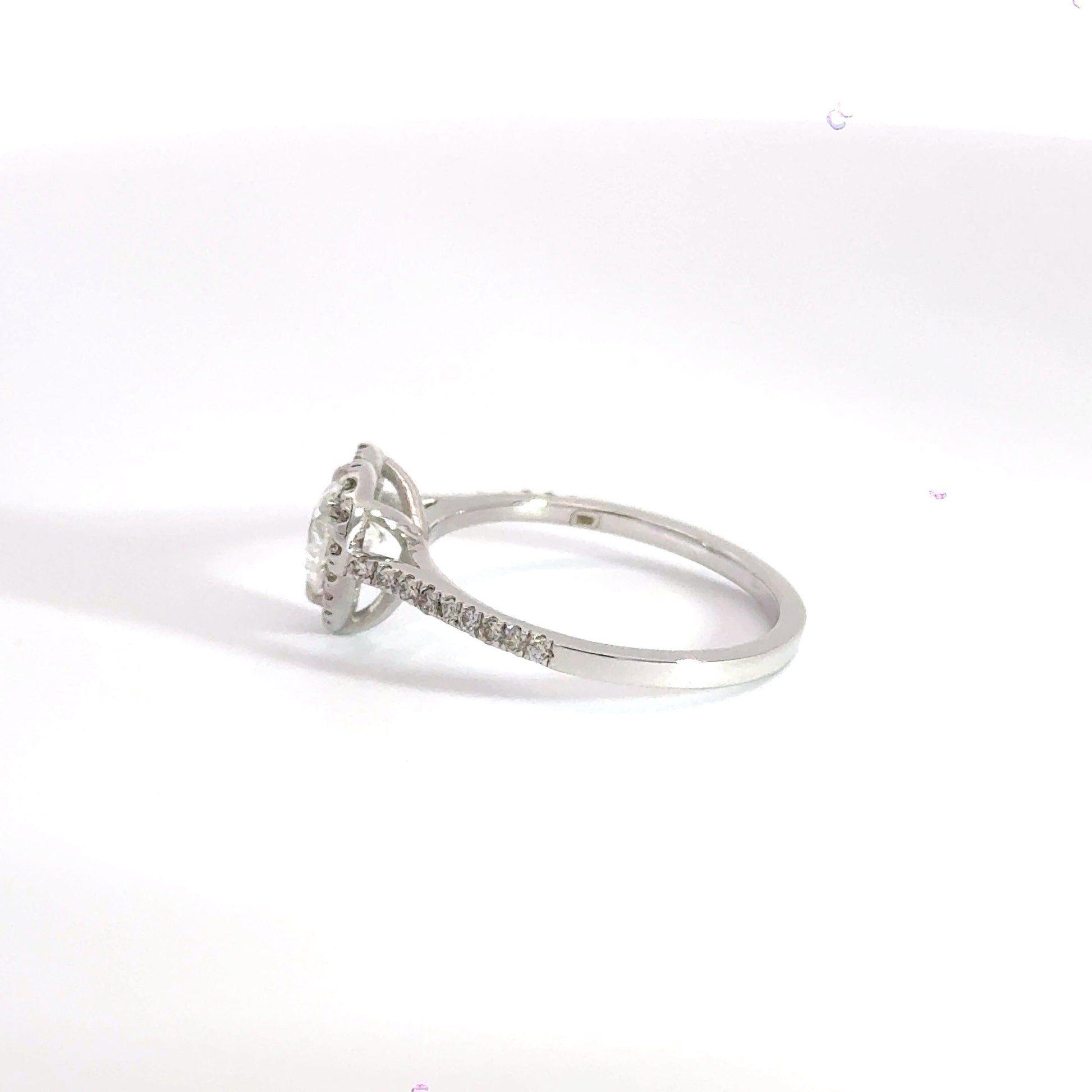 18CT White Gold Heart Diamond Halo Ring Aces Jewellers
