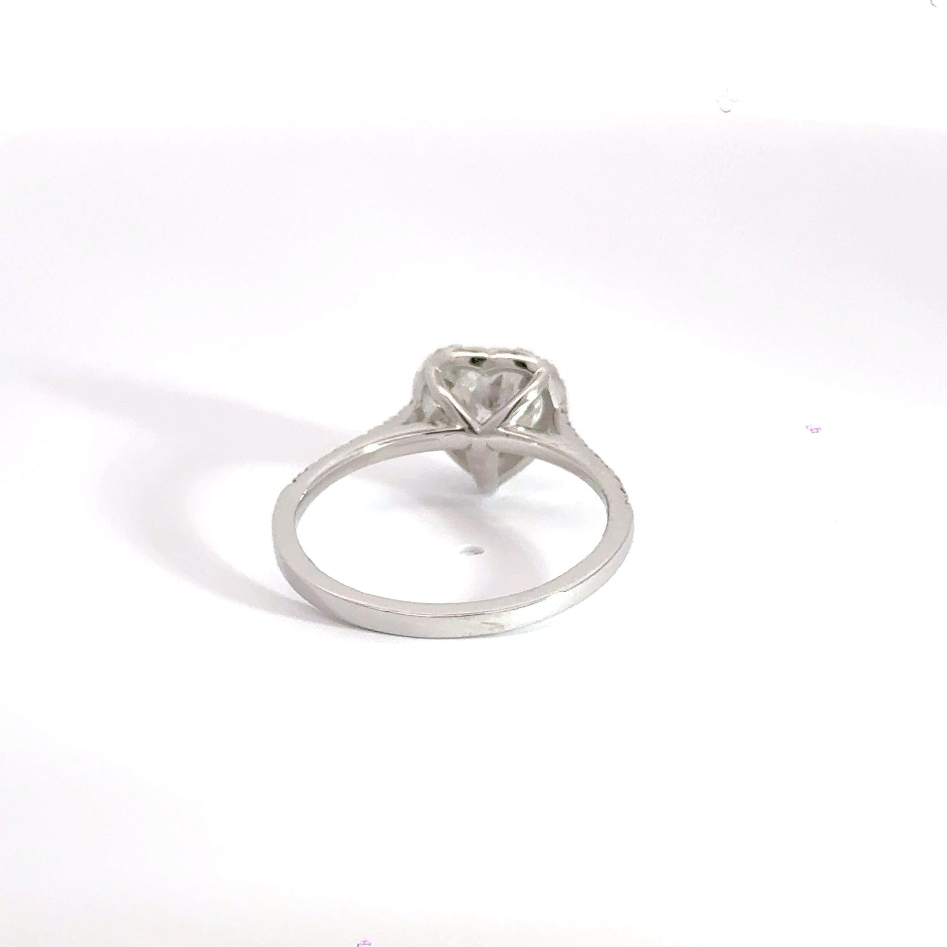 18CT White Gold Heart Diamond Halo Ring Aces Jewellers