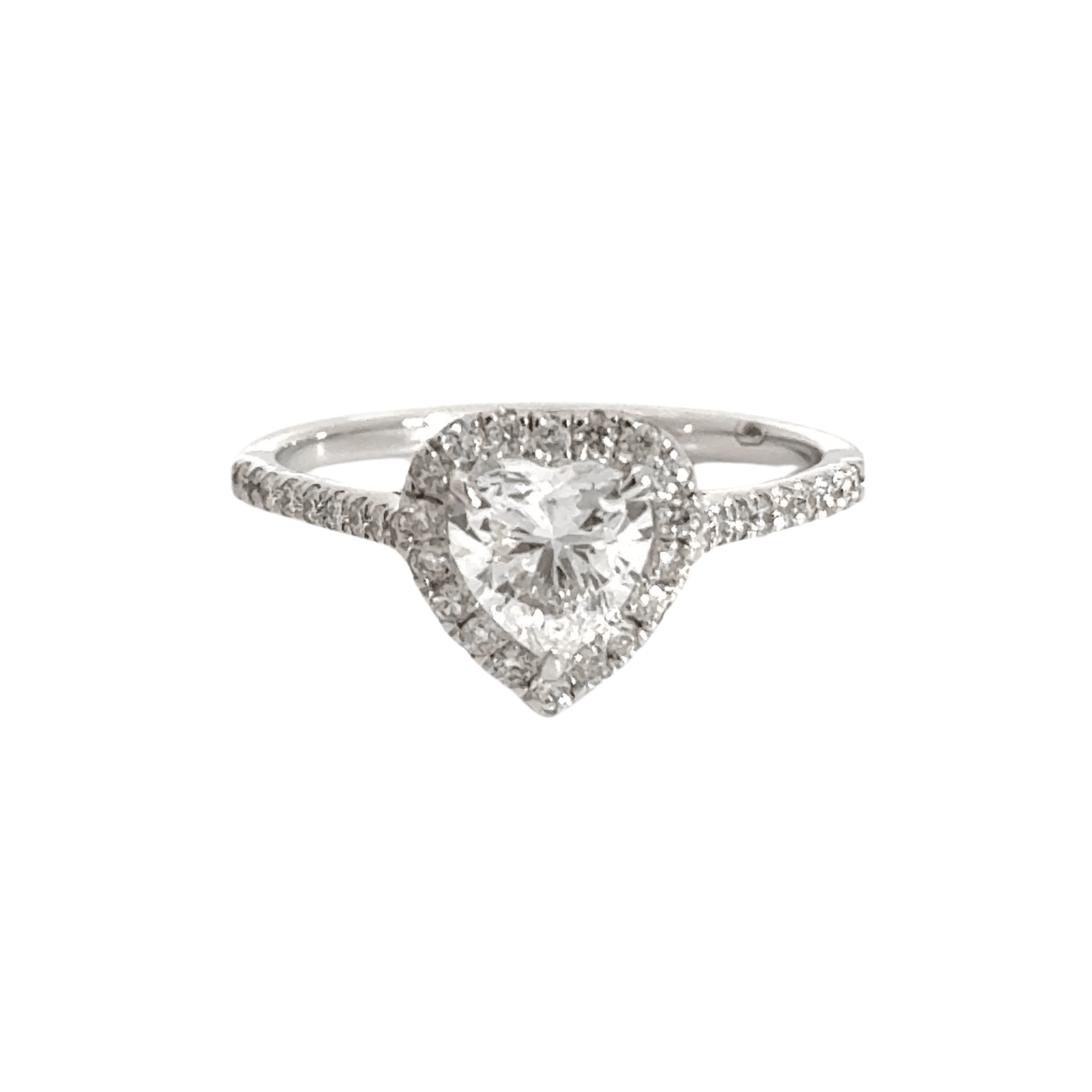 18CT White Gold Heart Diamond Halo Ring Aces Jewellers