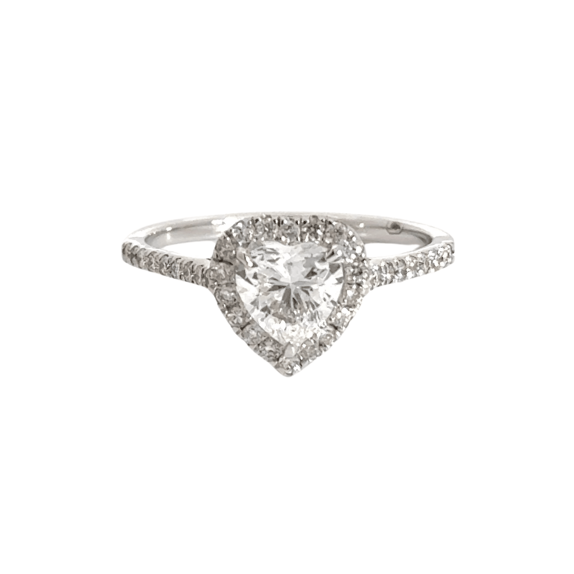 18CT White Gold Heart Diamond Halo Ring Aces Jewellers