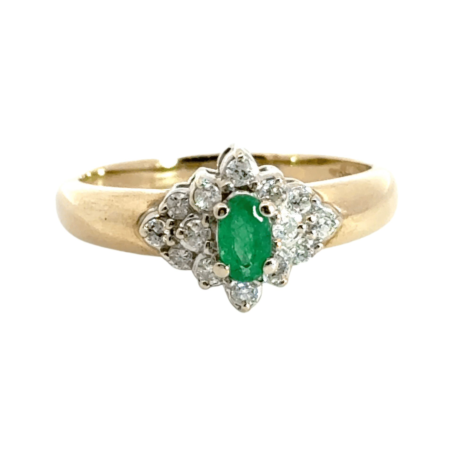 9CT Yellow Gold Emerald and Diamond Aces Jewellers